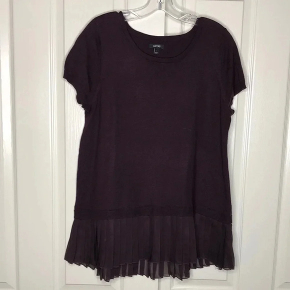 APT 9 Sheer Accent Hem Short Sleeve Top - Picture 1 of 7